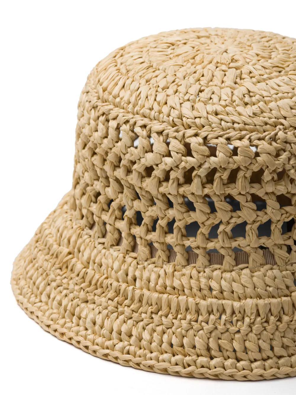 PRADA Raffia Bucket Hat In Beige Product Image