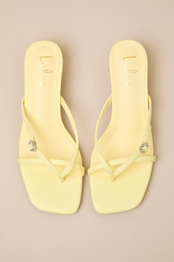 Noreen Celestial Yellow Thong Kitten Heel Sandals Product Image