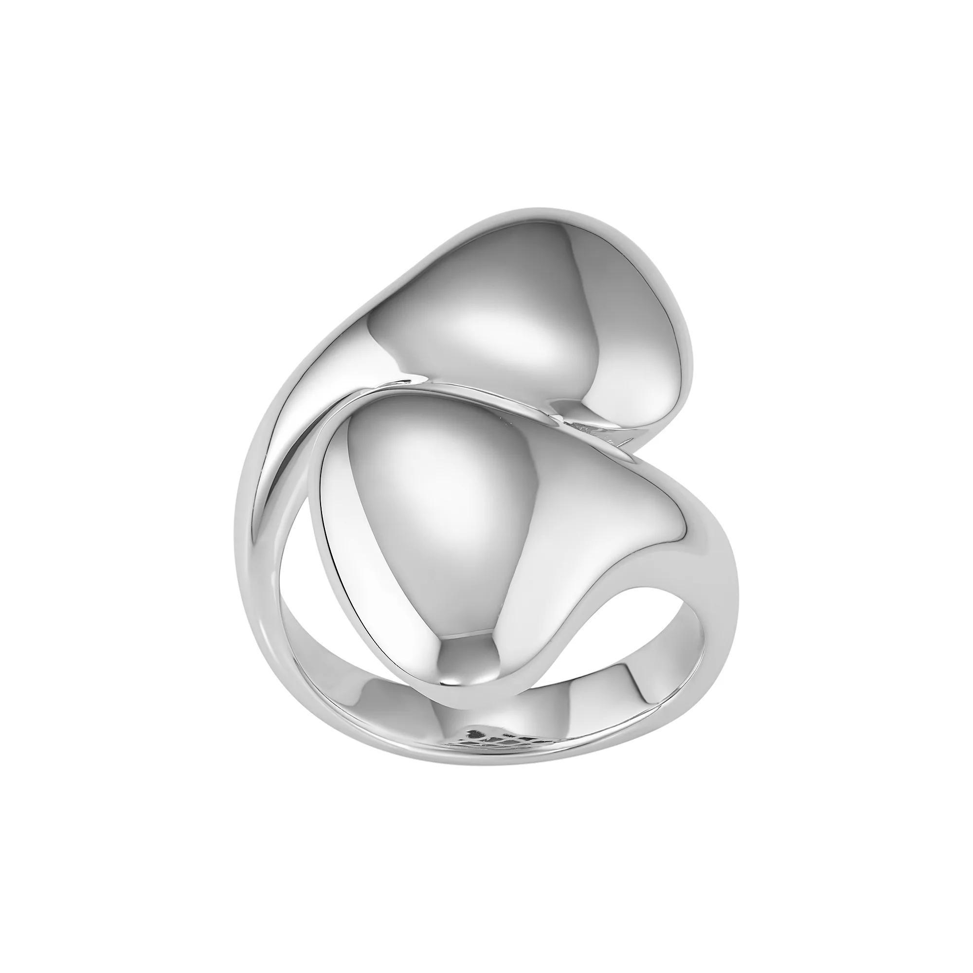 Sterling Silver Teardrop Bypass Ring, Women's, Size: 7, Grey Product Image
