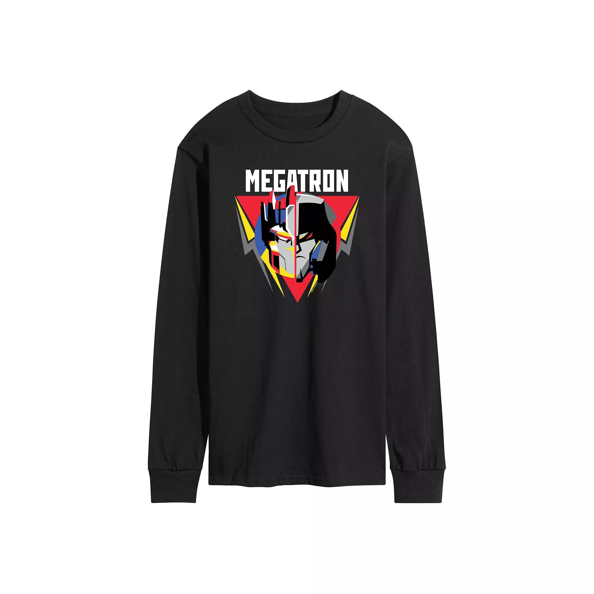 Mens Transformers Megatron Badge Long Sleeve Graphic Tee Blue Product Image