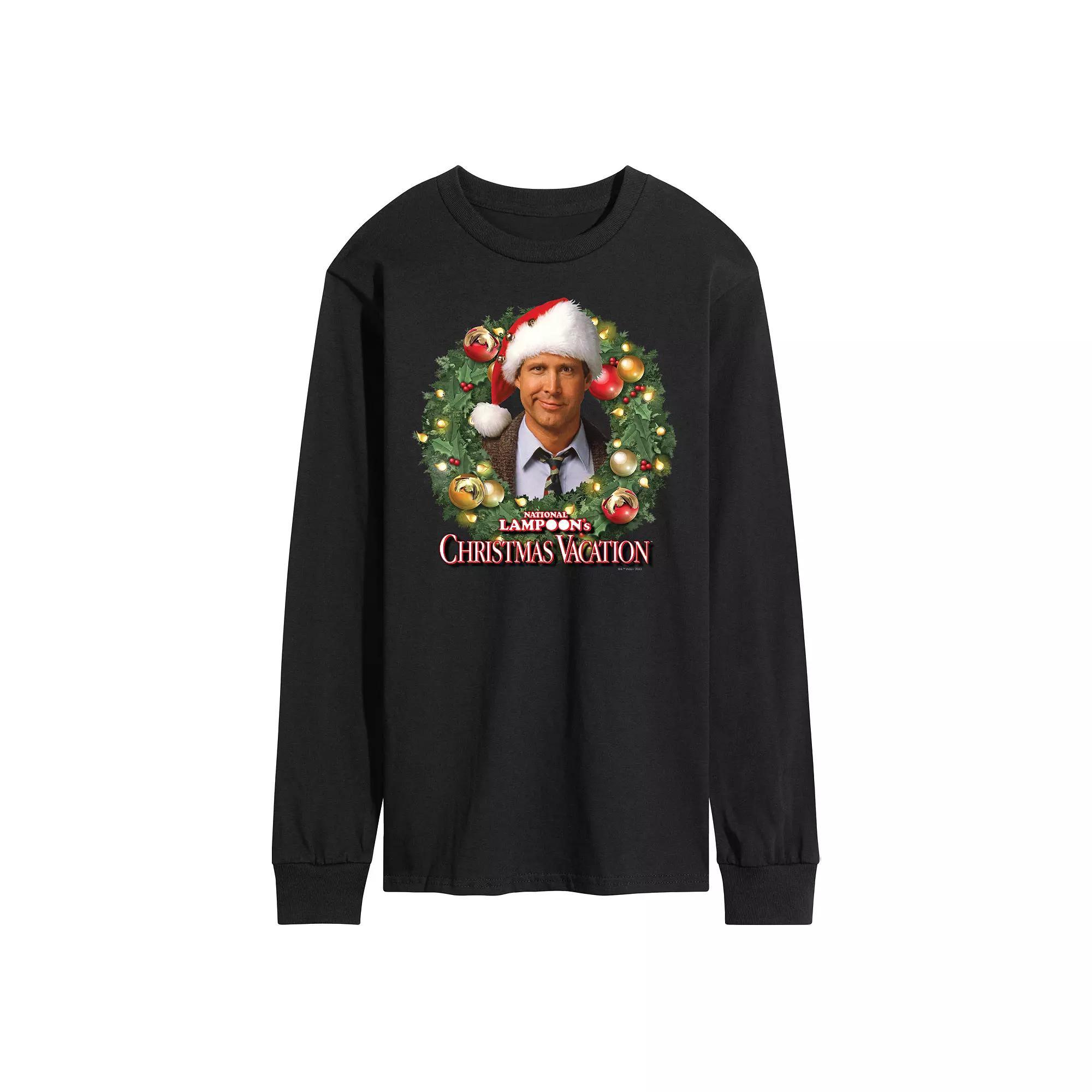 Men's National Lampoon's Christmas Vacation Wreath Long Sleeve Graphic Tee, Size: XL, Black Product Image