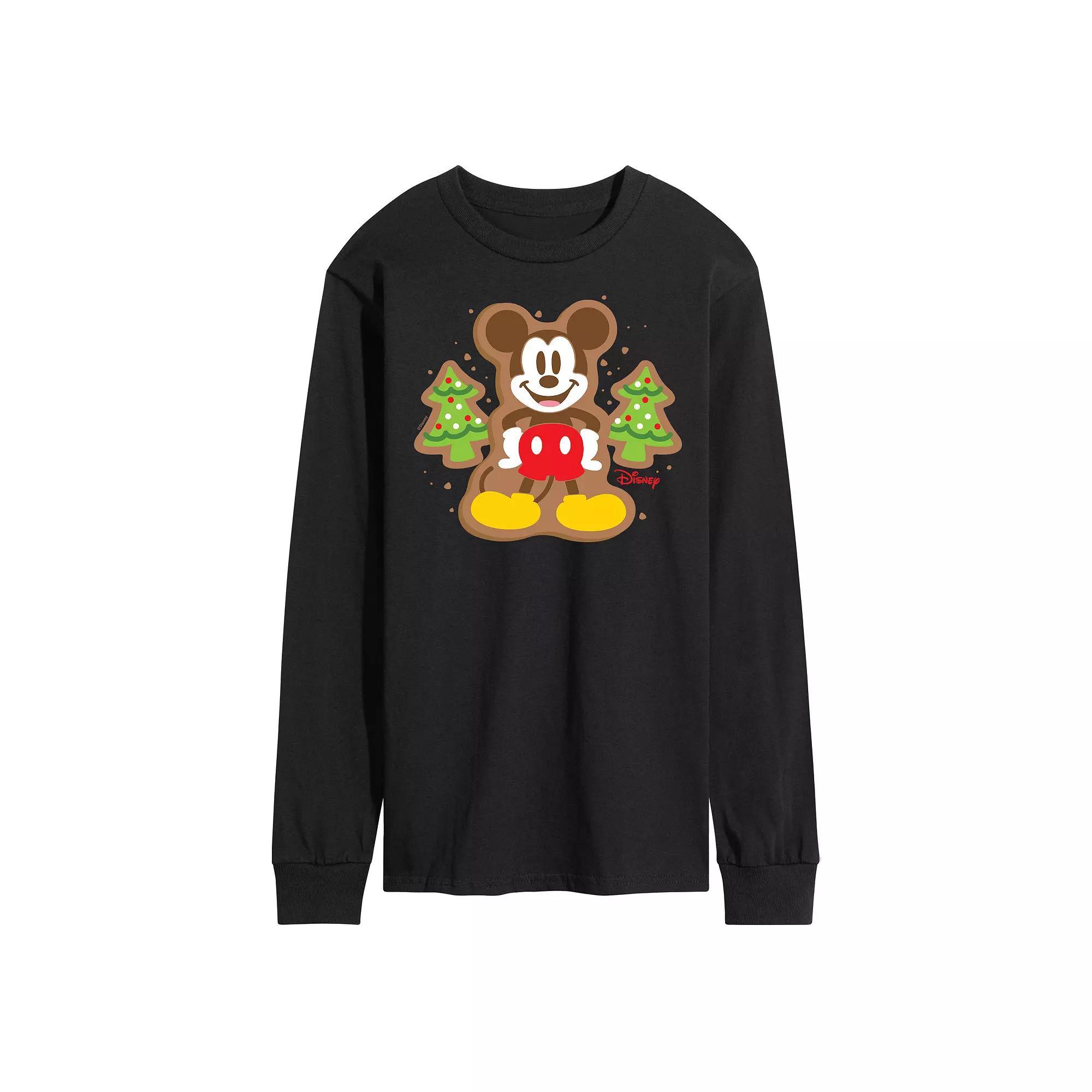 Disneys Mickey Mouse Mens Cookie Long Sleeve Graphic Tee Product Image