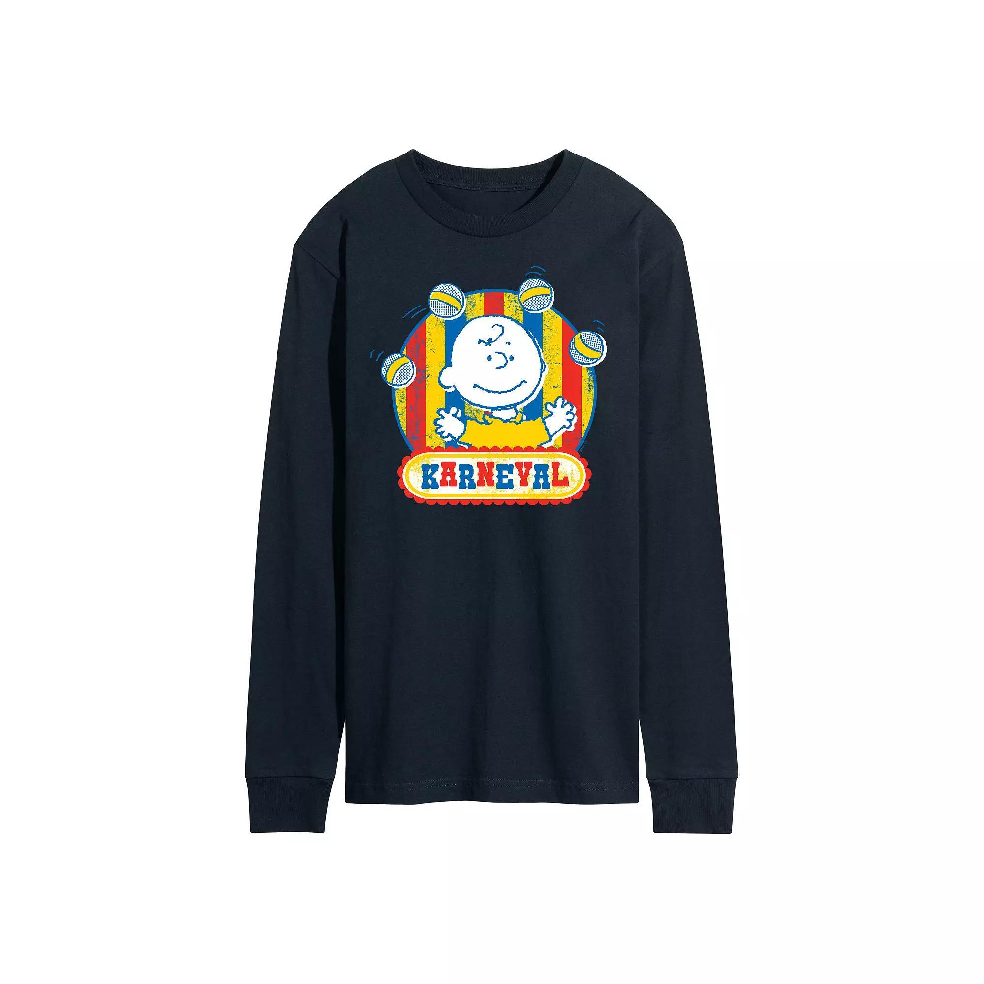 Mens Peanuts Charlie Brown Karneval Long Sleeve Tee Blue Product Image