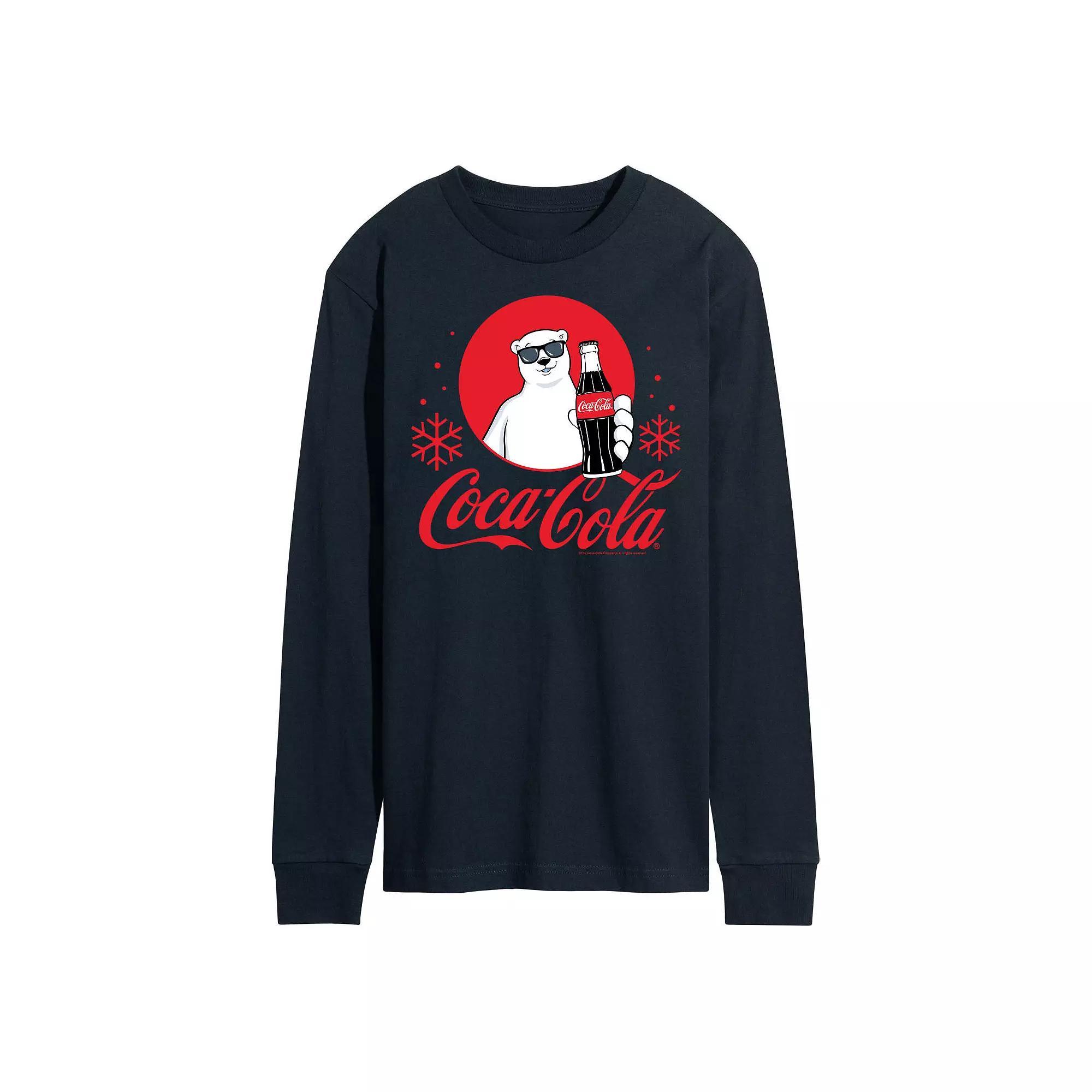 Mens CocaCola Polar Bear Long Sleeve Graphic Tee Blue Product Image