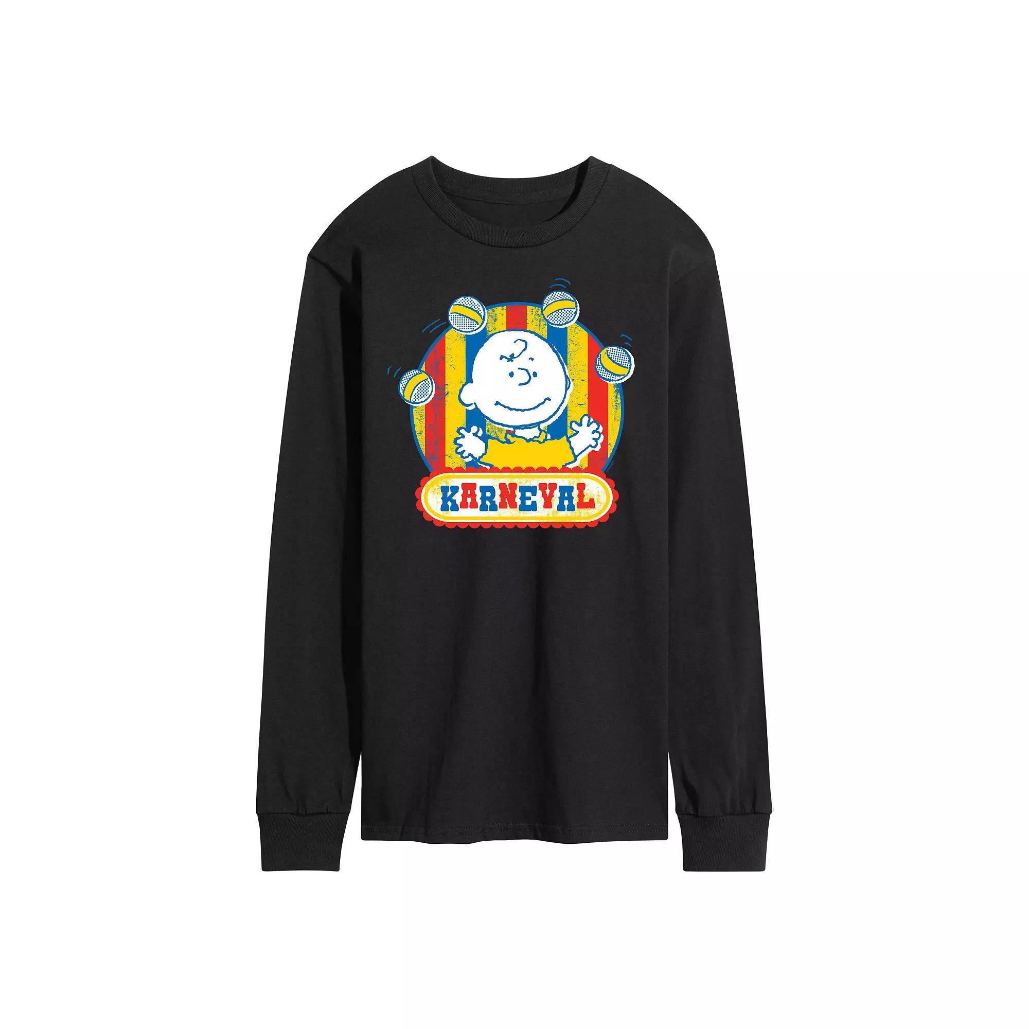Mens Peanuts Charlie Brown Karneval Long Sleeve Tee Blue Product Image