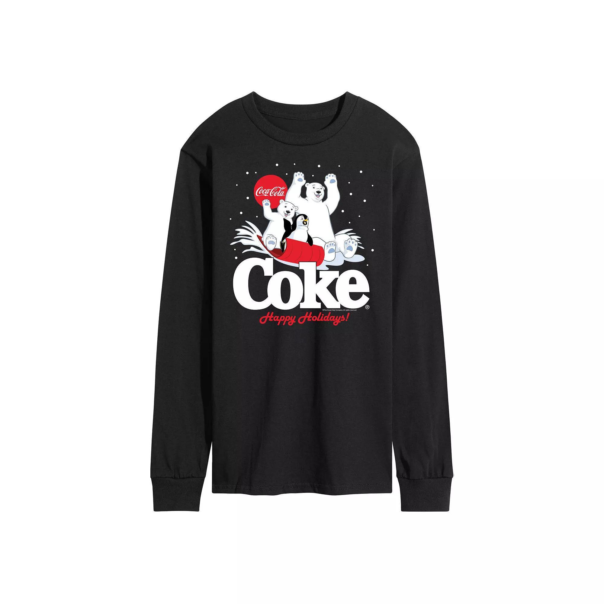 Mens CocaCoal Happy Holidays Sledding Long Sleeve Graphic Tee Product Image