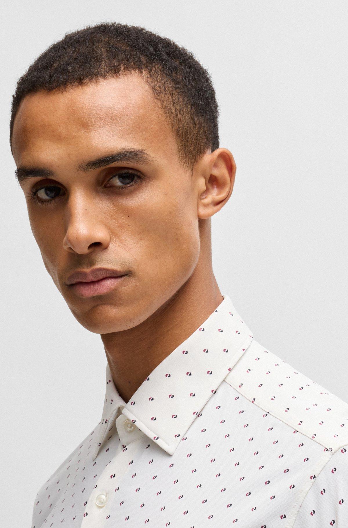Slim-fit shirt in printed performance-stretch material Product Image