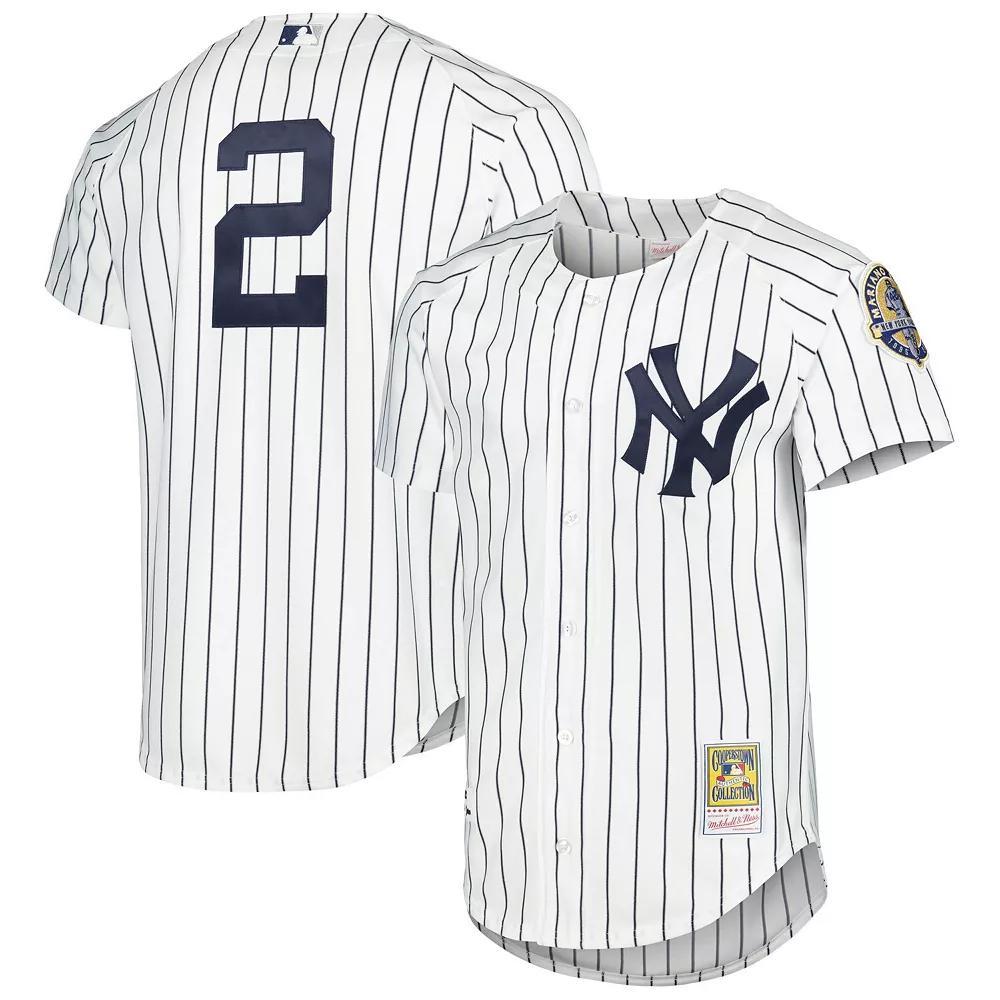Men's Mitchell & Ness Derek Jeter White New York Yankees Cooperstown Collection Authentic Jersey, Size: 36 Product Image