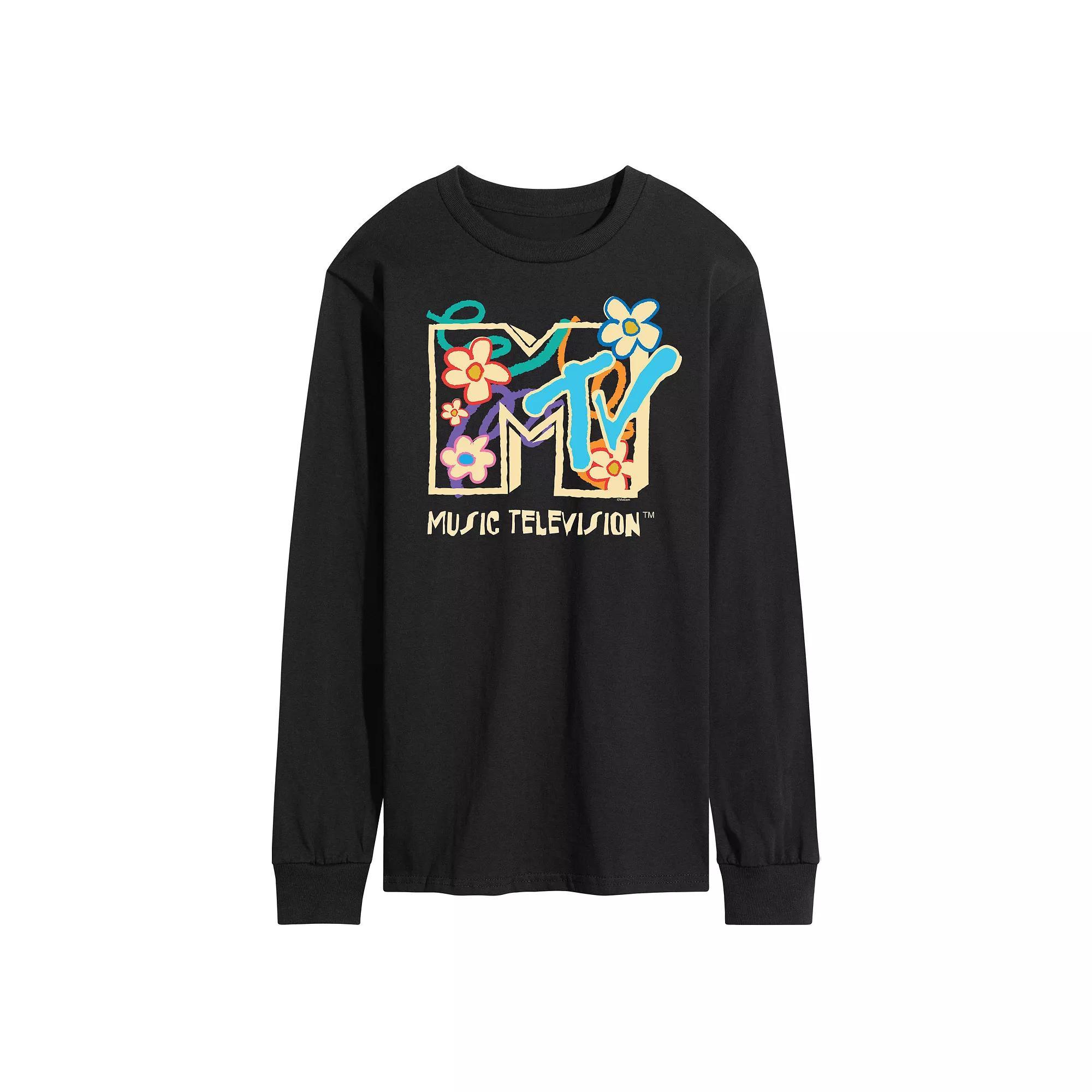 Mens MTV Floral Logo Long Sleeve Graphic Tee Product Image