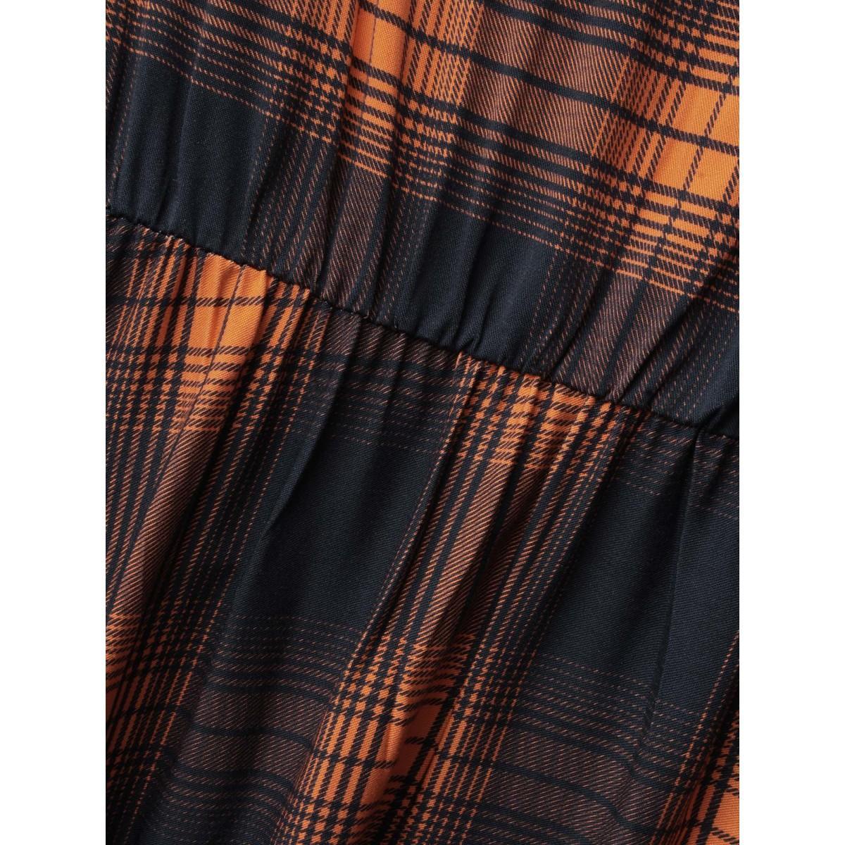 Plus Size Stretchy Plaid Contrast Splicing Midi Dress Brightorange Women Cocktail Non Party Curvy Bloomchic 18-20/2X Product Image