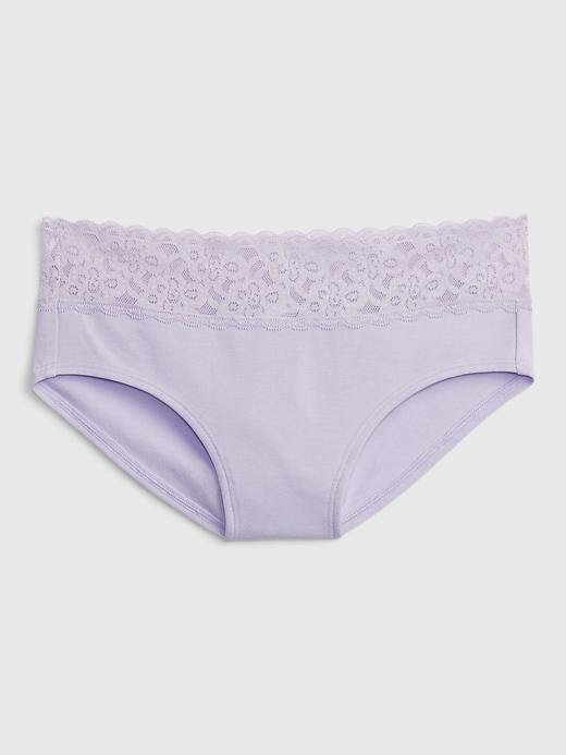 Organic Stretch Cotton Lace-Trim Hipster Product Image