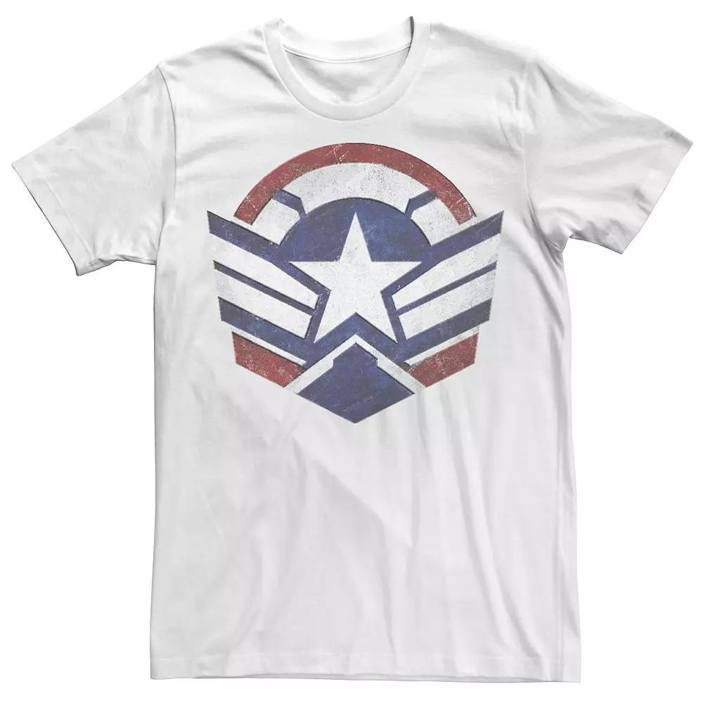 Men's Marvel Falcon And The Winter Soldier Wings Shield Logo Tee, Size: Small, White Product Image