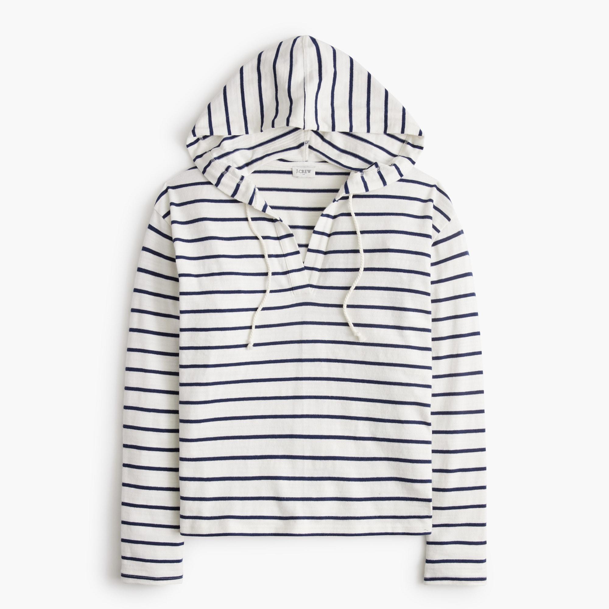 Striped V-neck hoodie Product Image