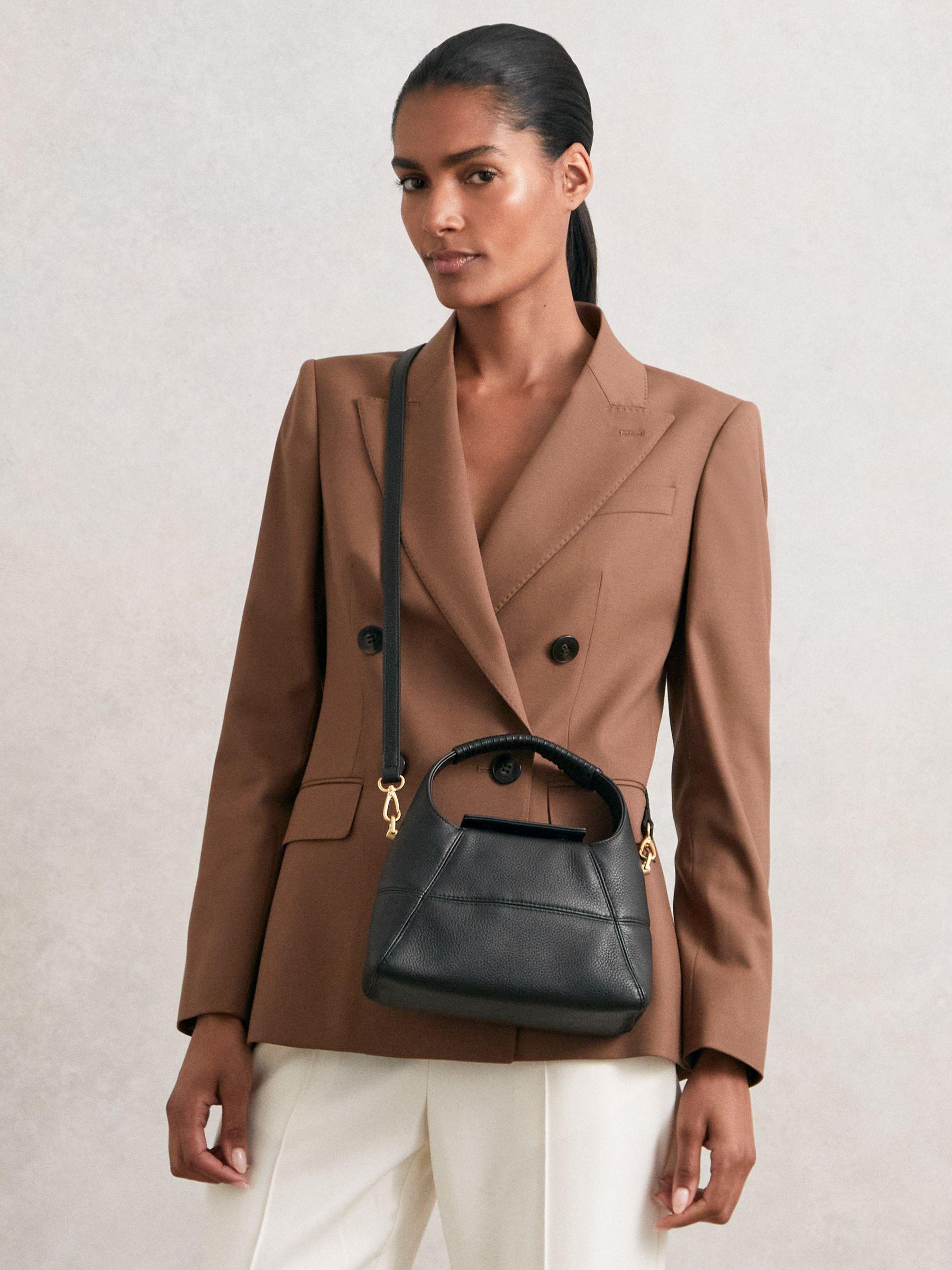 Grained-Leather Shoulder Bag in Black Product Image