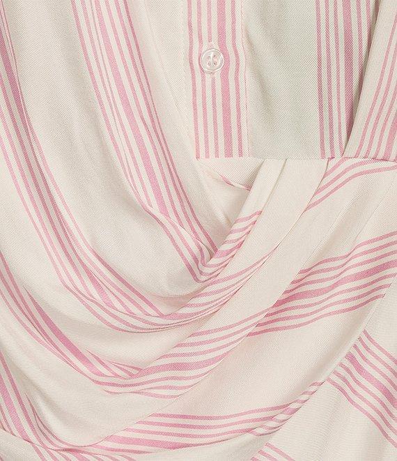 Gianni Bini Diane Striped Button Front Faux Wrap Dress Product Image