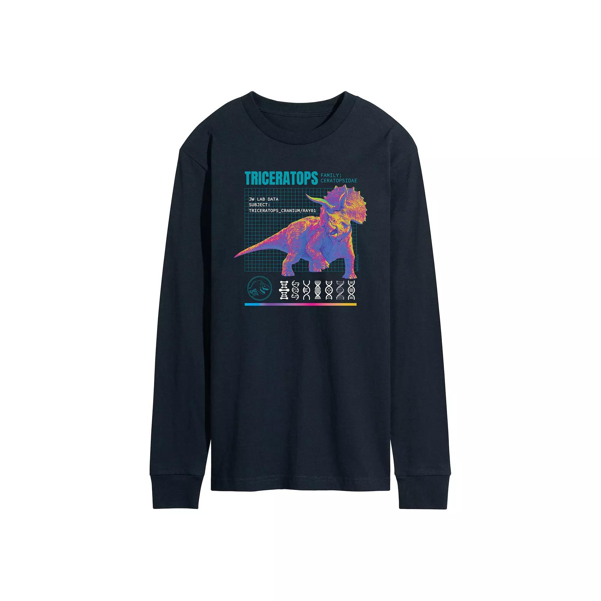 Mens Jurassic World Triceratops Long Sleeve Blue Product Image