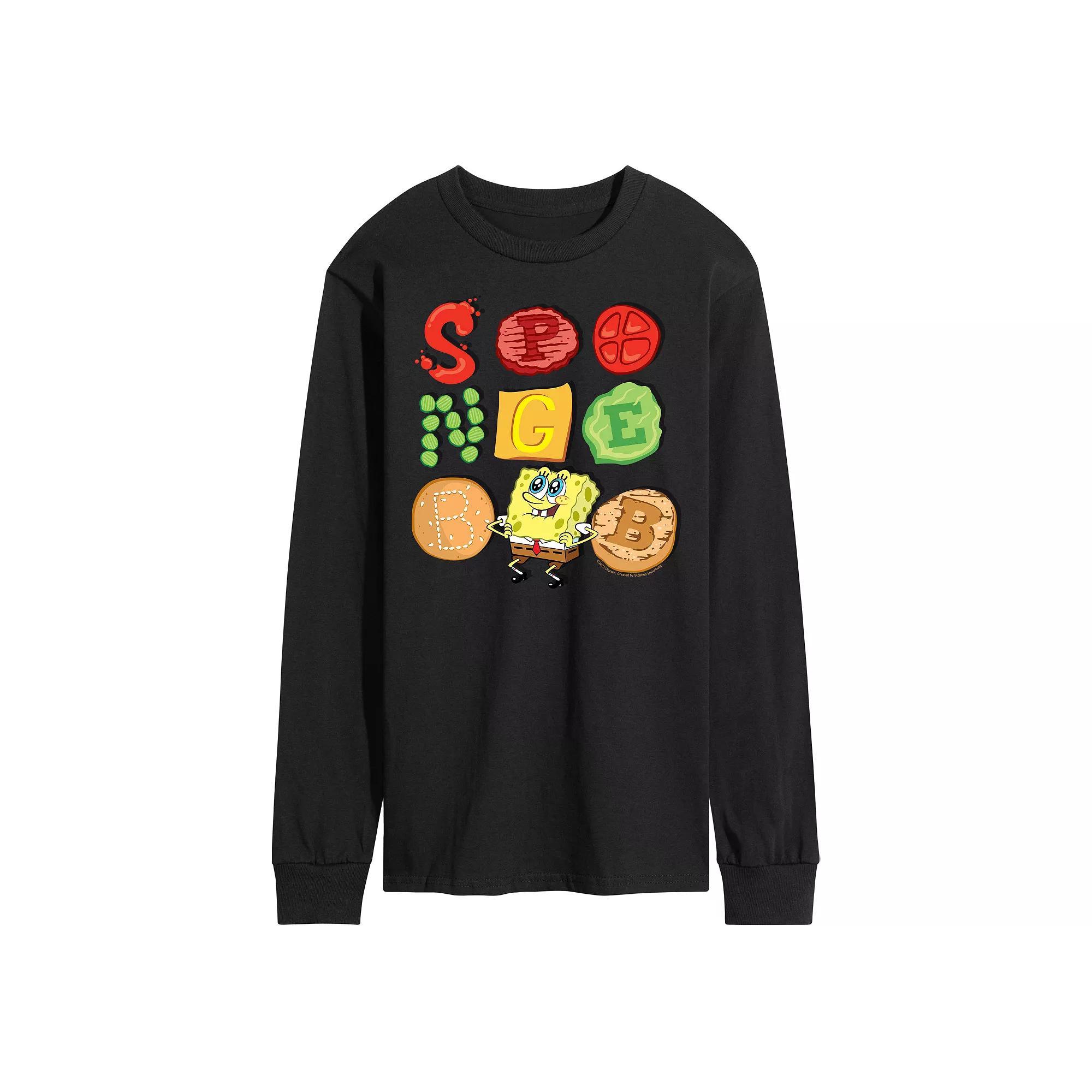 Mens SpongeBob Squarepants Patty Long Sleeve Graphic Tee Product Image