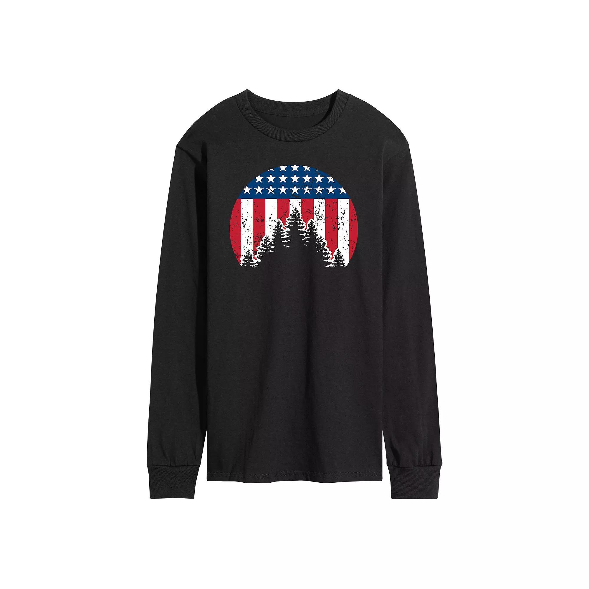 Mens American Outdoor Long Sleeve Graphic Tee Product Image