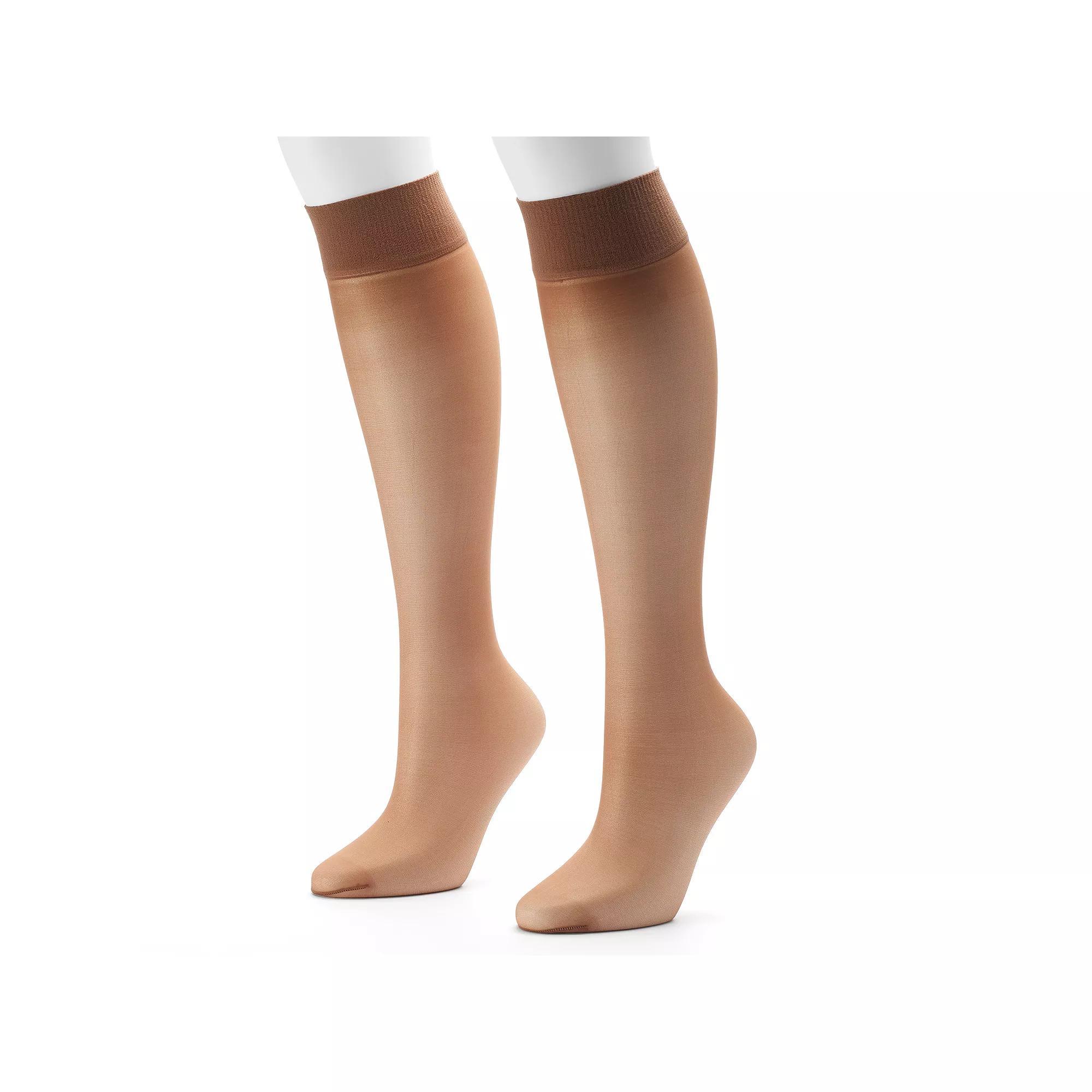 Hanes Alive 2-pk. Full Support Knee-High Pantyhose 0A446, Womens Product Image