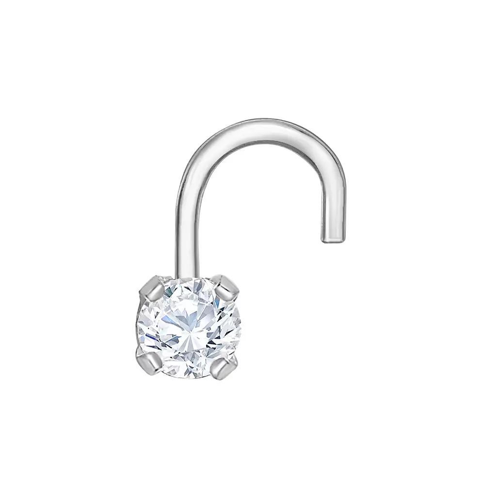 Lila Moon 14k Gold 2.4 mm Diamond Accent Curved Nose Stud, Women's Product Image