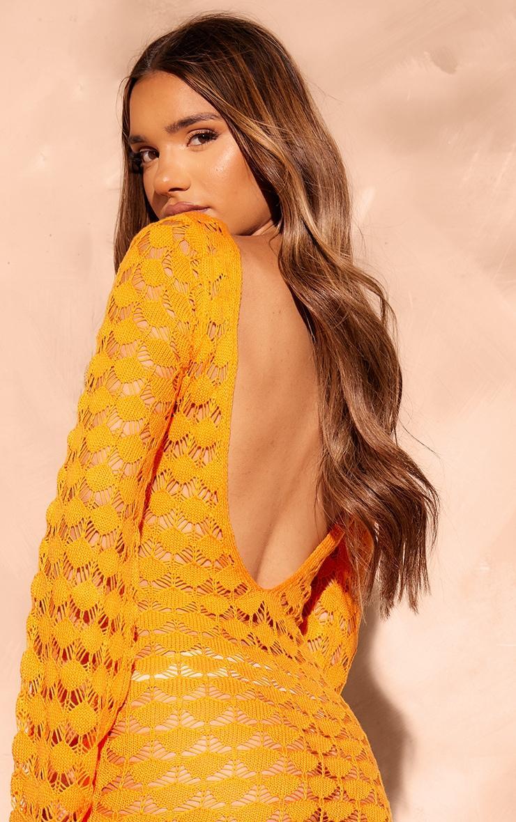 Orange Shell Knit Low Back Mini Dress Product Image