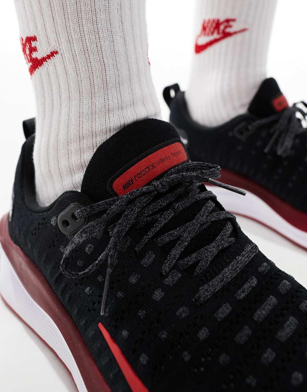 Nike Running Reactx Infinity Run sneakers in black and red Product Image