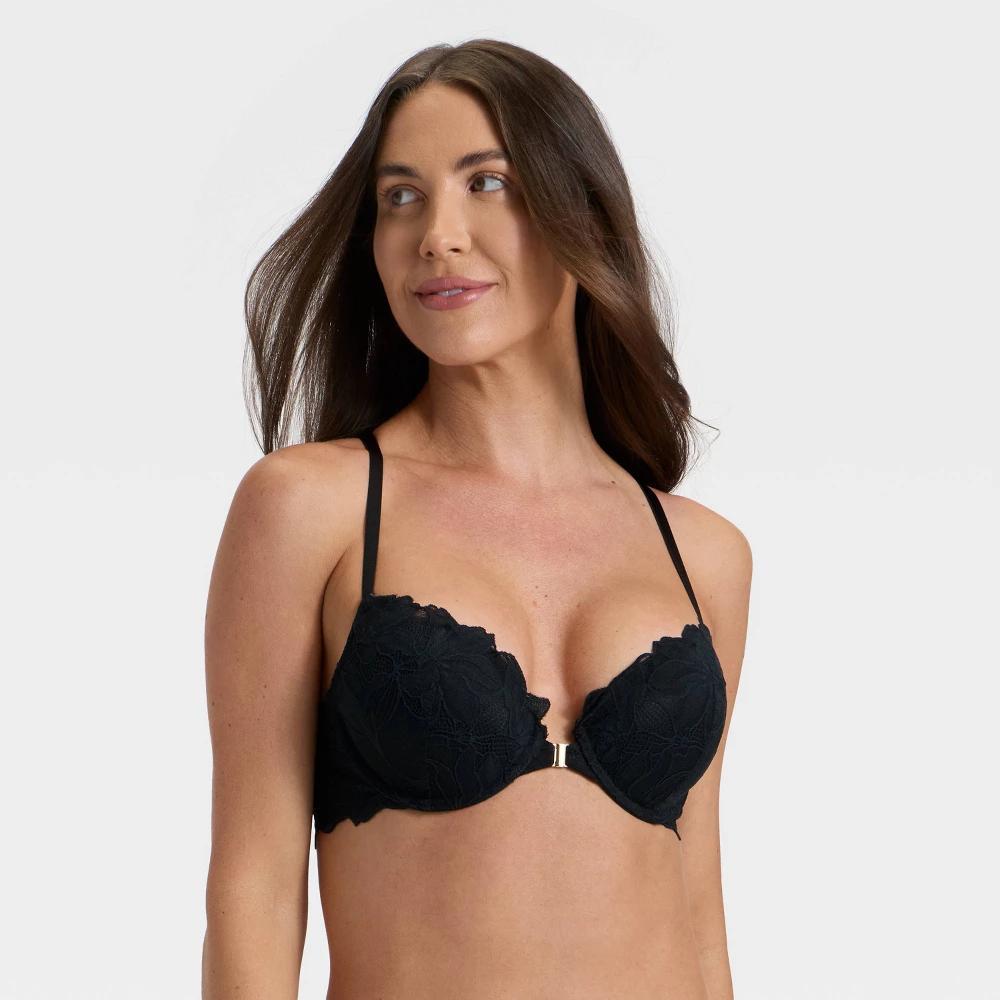 Women's Lace Front-Close Push-Up Plunge Bra - Auden™ Product Image