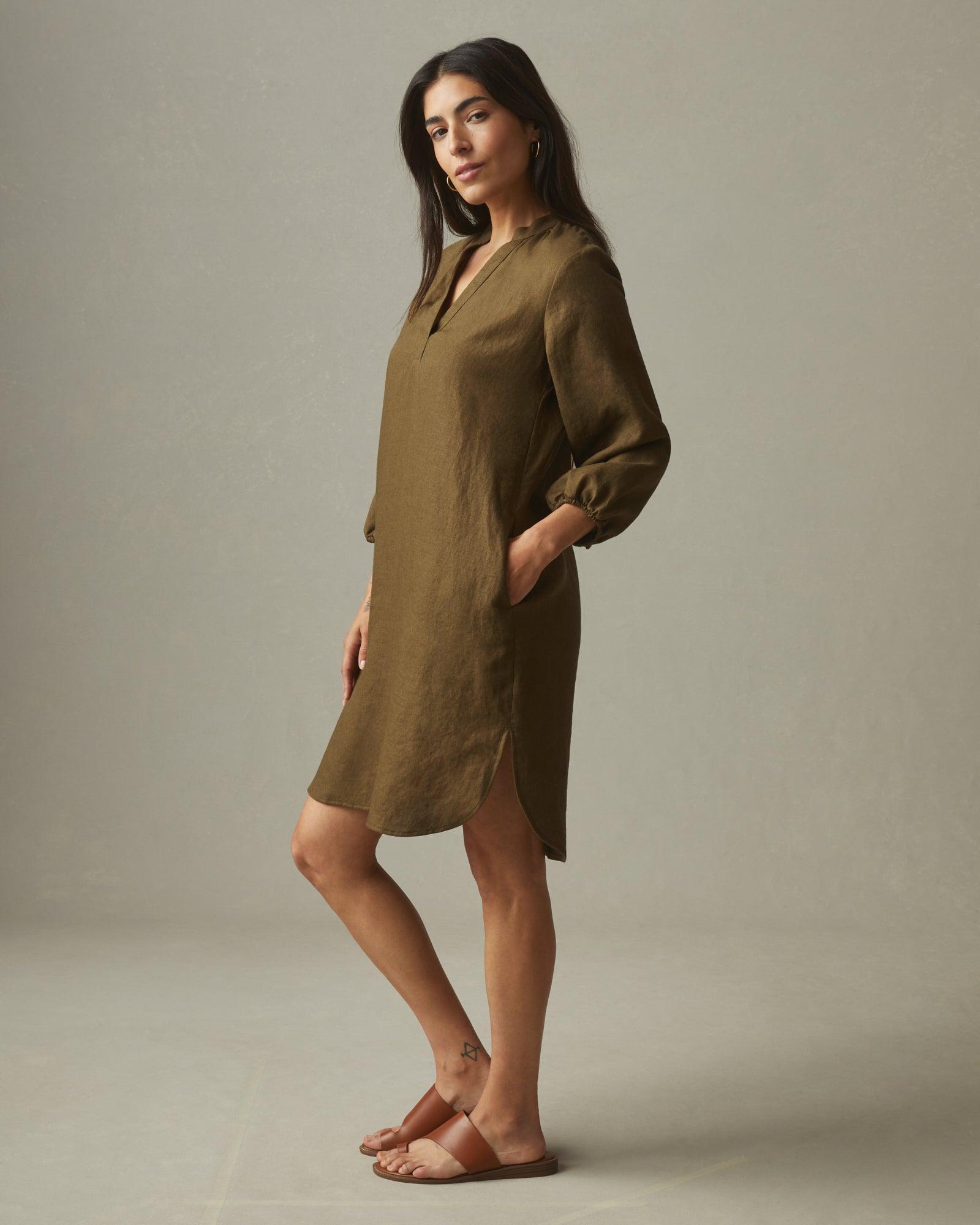 Women's Easy Linen Tunic Dress - Beech Female Product Image