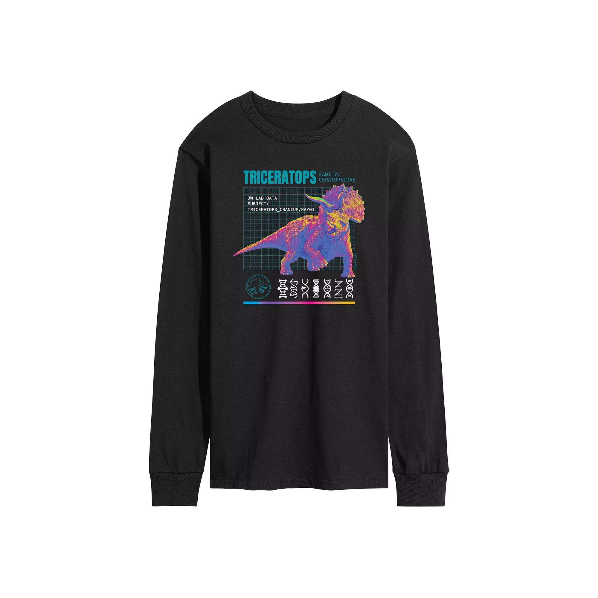 Mens Jurassic World Triceratops Long Sleeve Blue Product Image
