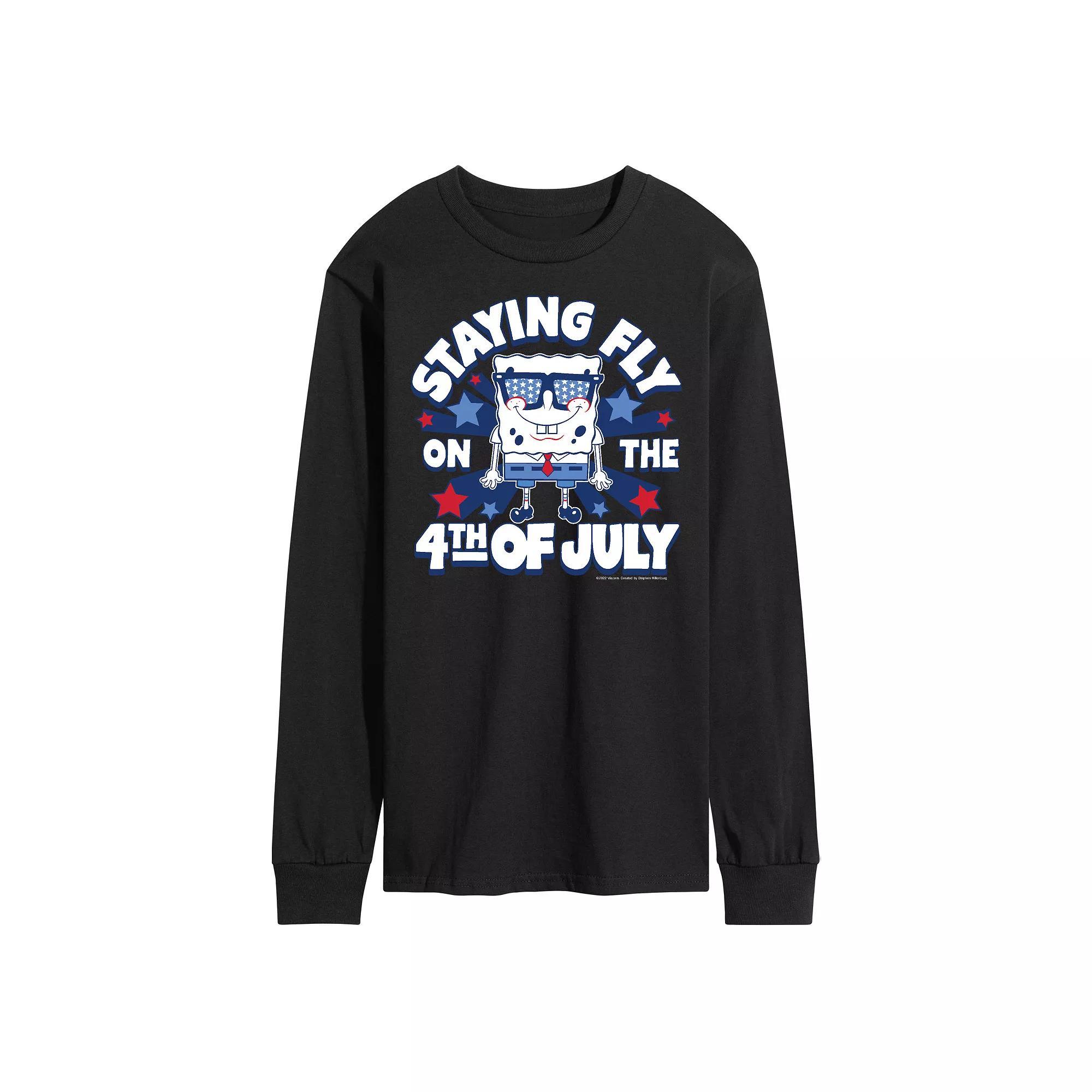 Mens Nickelodeon SpongeBob SquarePants Fly On 4th Long Sleeve Graphic Tee Product Image