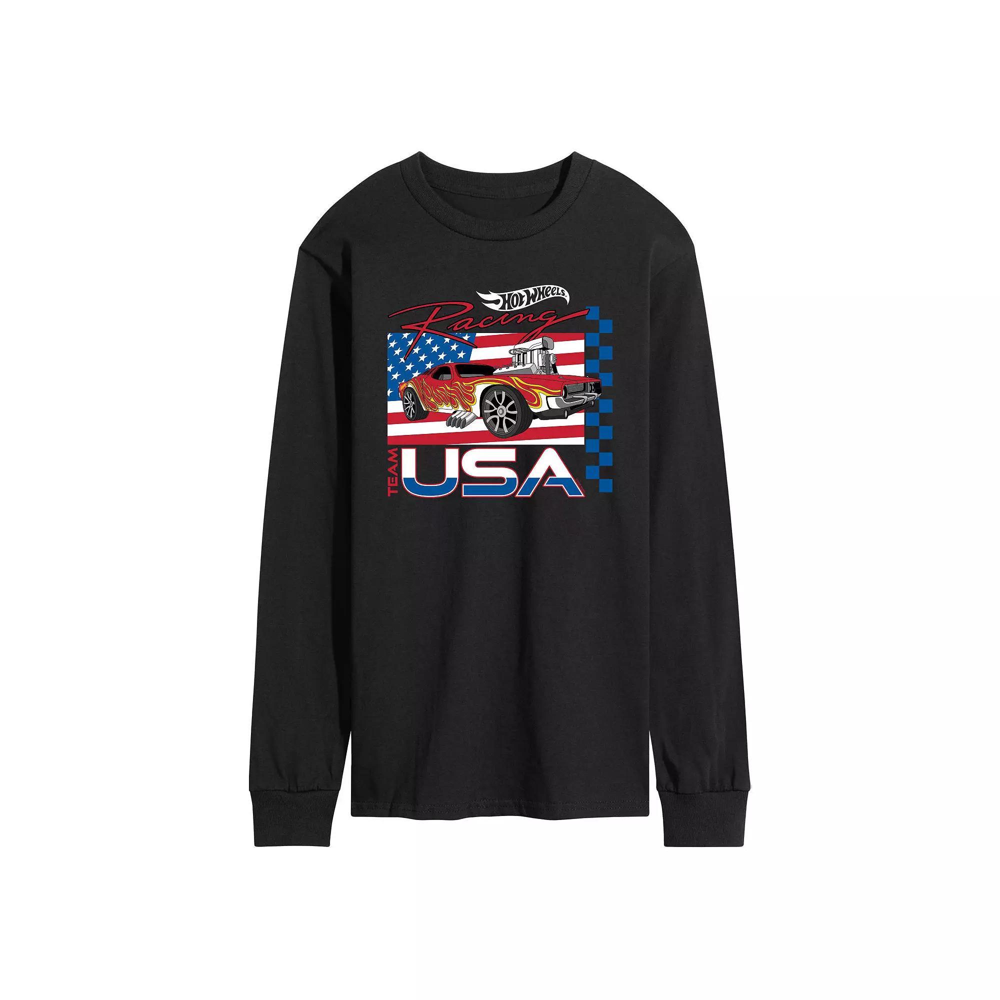 Mens Hot Wheels Americana Long Sleeve Graphic Tee Blue Product Image