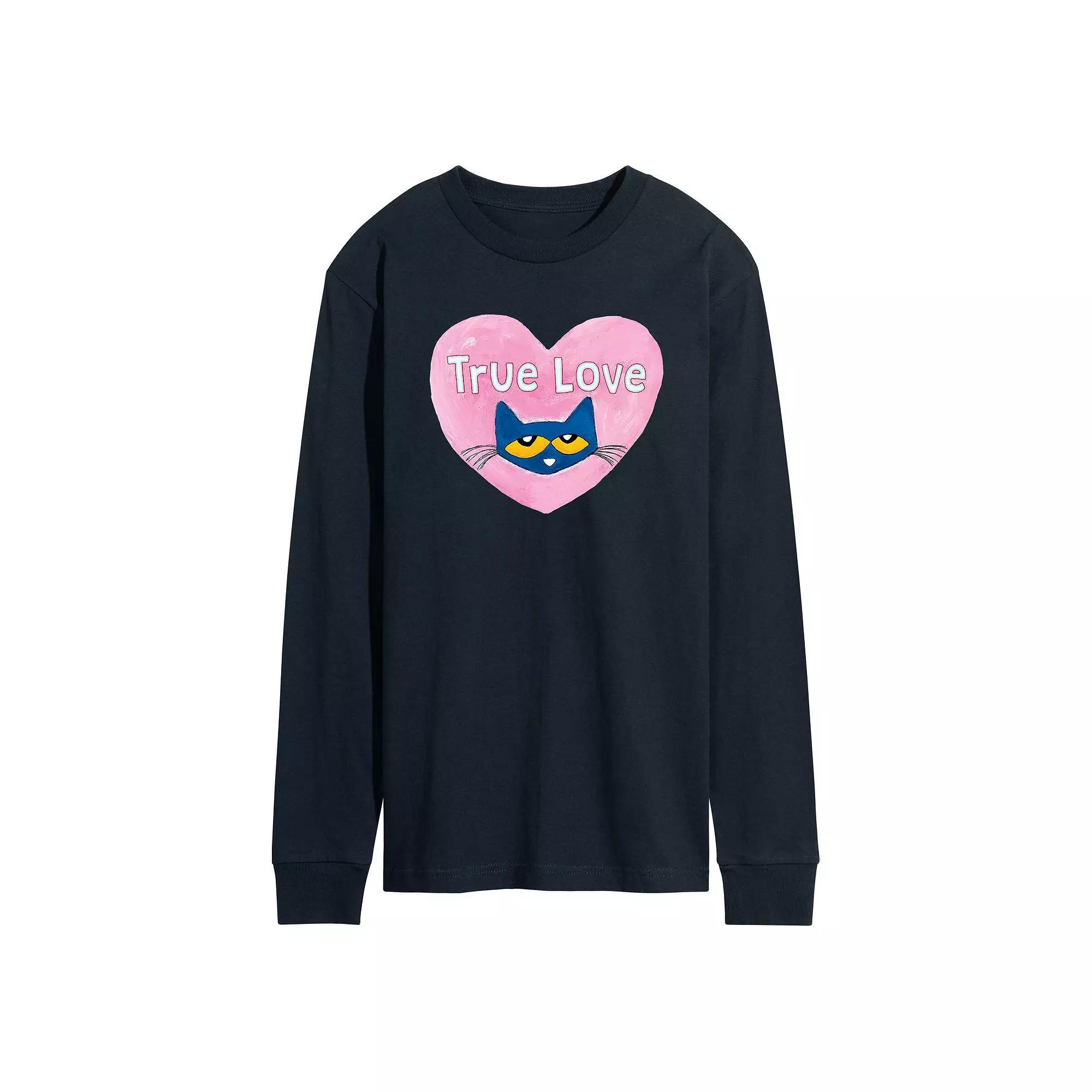 Mens Pete the Cat True Love Long-Sleeve Tee Blue Product Image