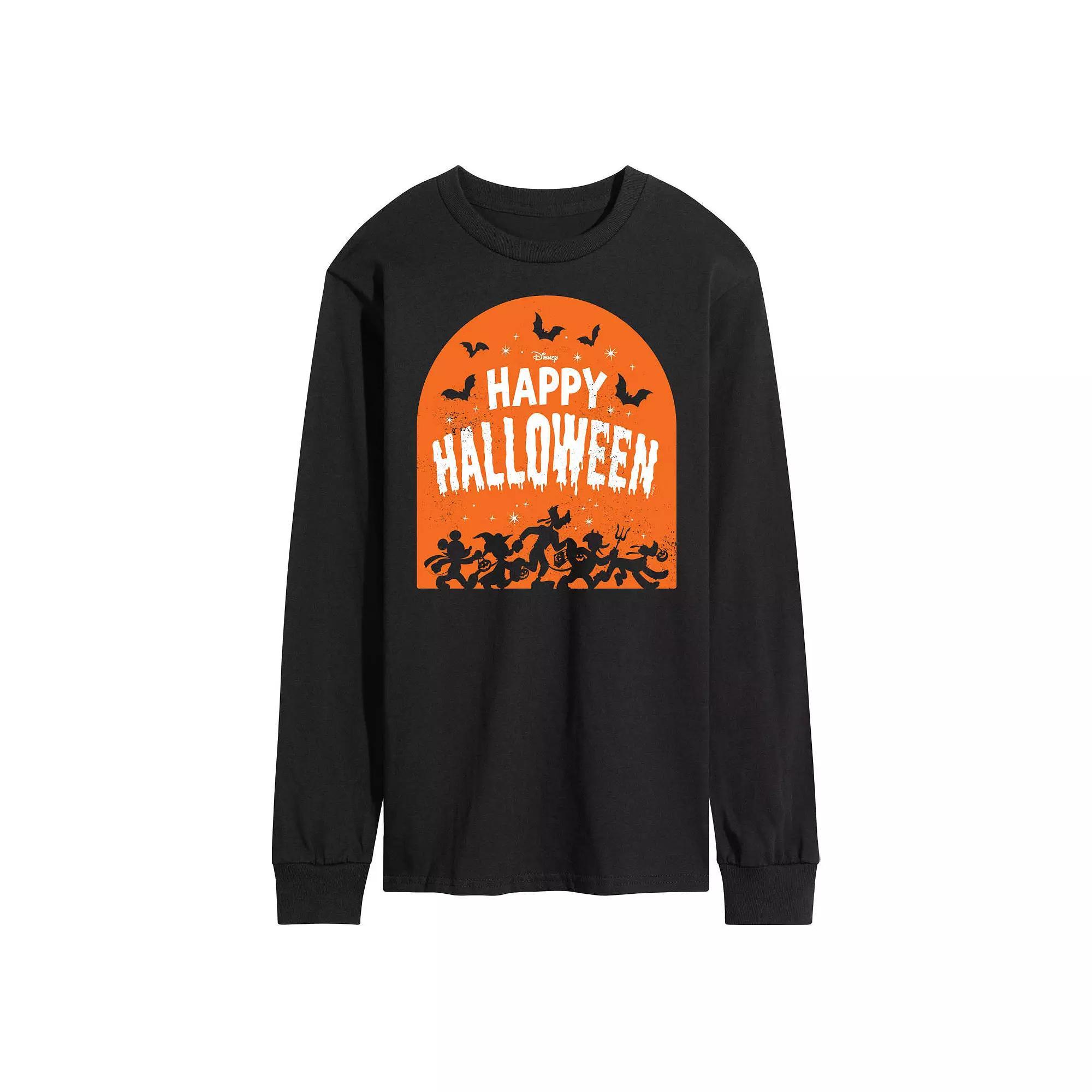 Disneys Mickey Mouse & Friends Mens Happy Halloween Group Long Sleeve Graphic Tee Product Image