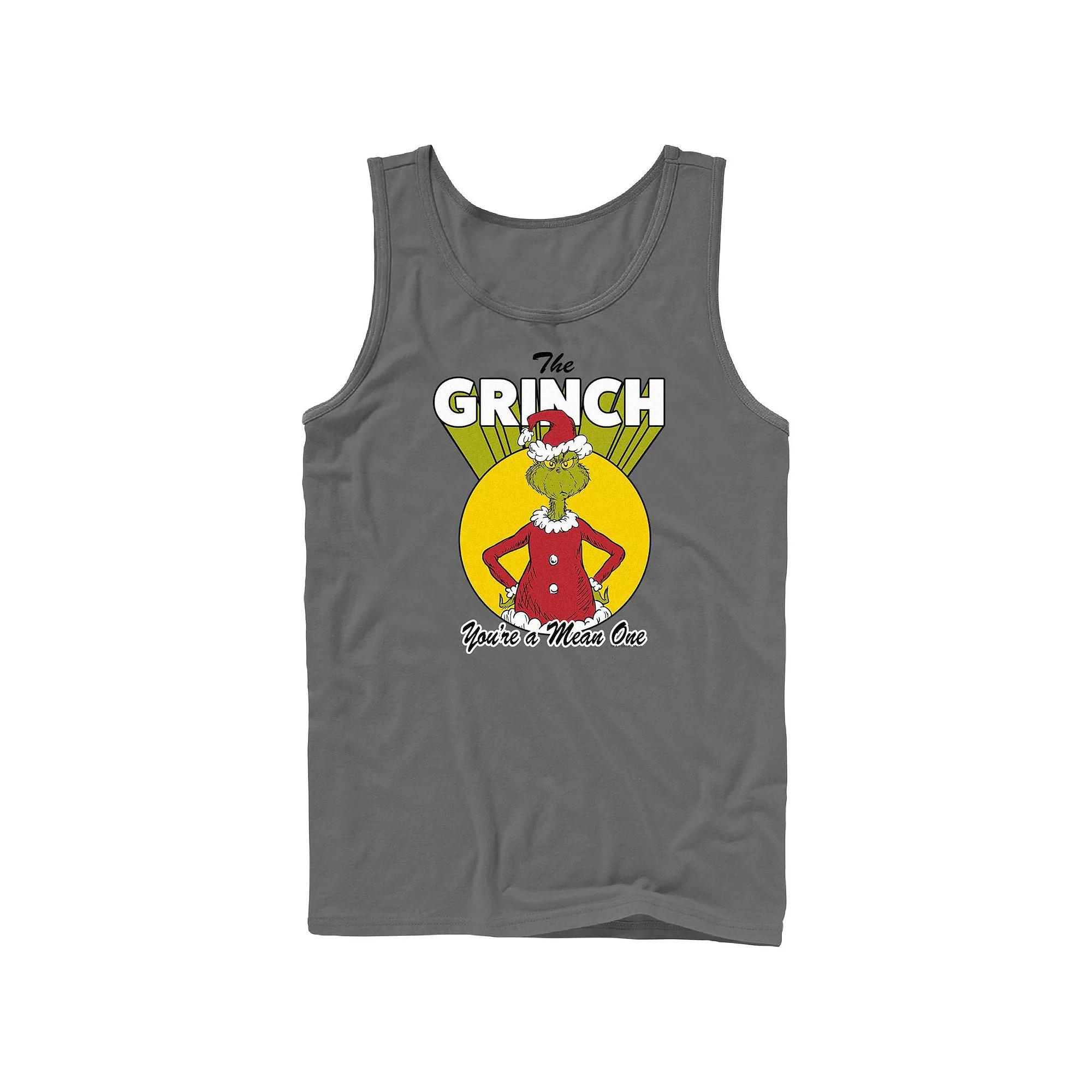 Big & Tall Dr. Seuss The Grinch You're A Mean One Tank, Men's, Size: Small, Grey Product Image