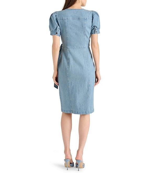 Steve Madden Short Puffed Sleeve Marc Wrap Dress Product Image