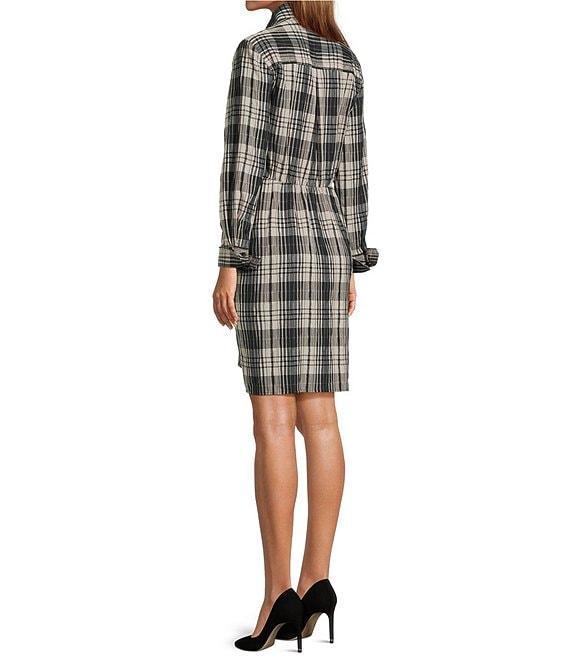 Antonio Melani Odessa Button Front Long Sleeve Collared Neck Tie Front Shirt Dress Product Image