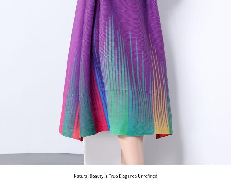 Long-Sleeve Round Neck Print Floral Accent Maxi Tunic Dress Product Image