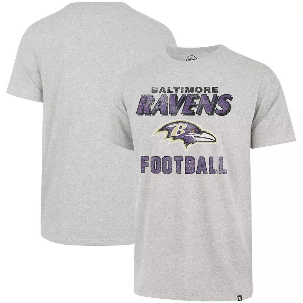 Men's '47 Heathered Gray Baltimore Ravens Dozer Franklin Lightweight T-Shirt, Size: Large, Grey Product Image