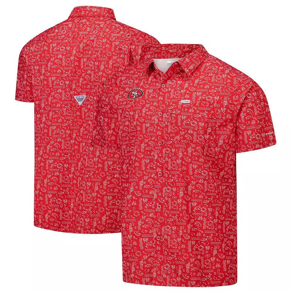 Men's Columbia PFG Red San Francisco 49ers Super Slack Tide Omni-Wick Button-Up Shirt, Size: Large Product Image