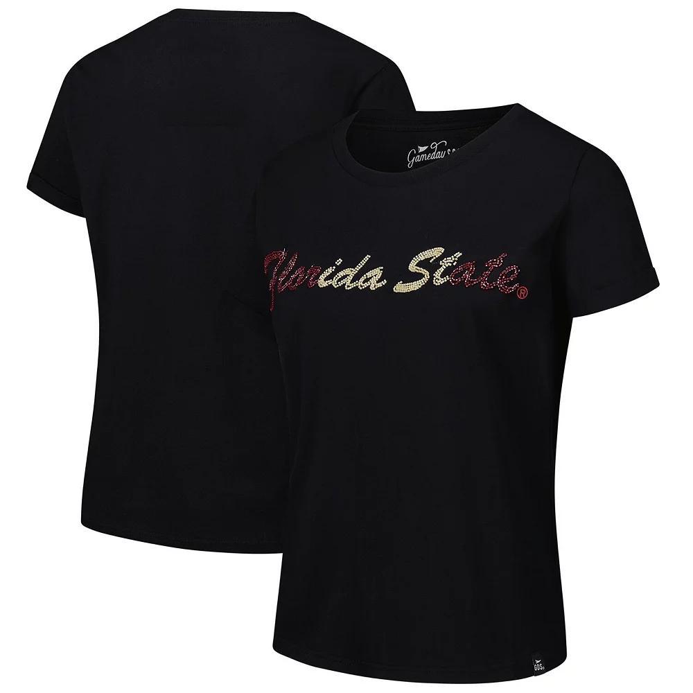 Women's Black Florida State Seminoles Hand Sewn Beaded Script T-Shirt, Size: Small Product Image