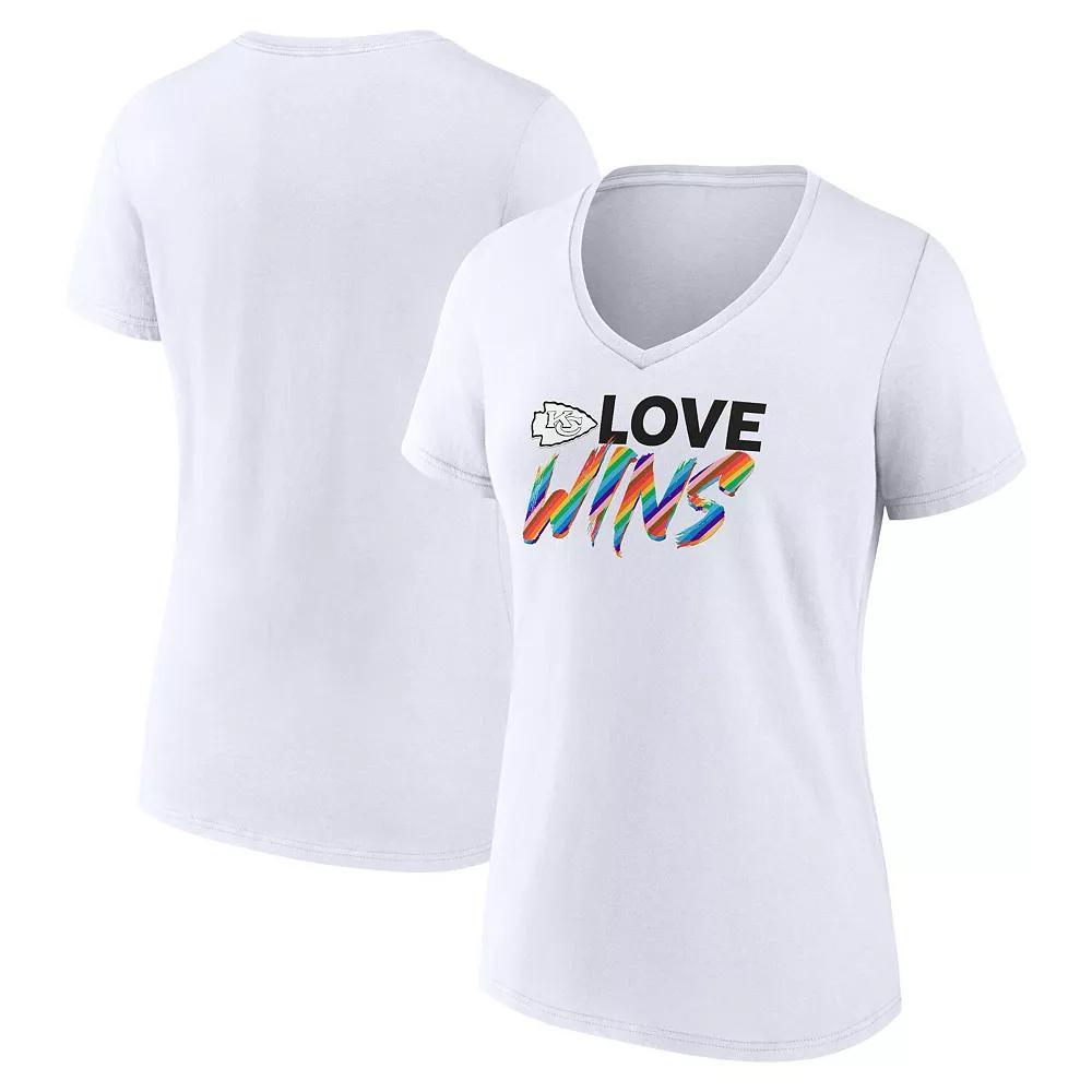 Women's Fanatics Branded White Kansas City Chiefs Love Wins V-Neck T-Shirt, Size: XL Product Image
