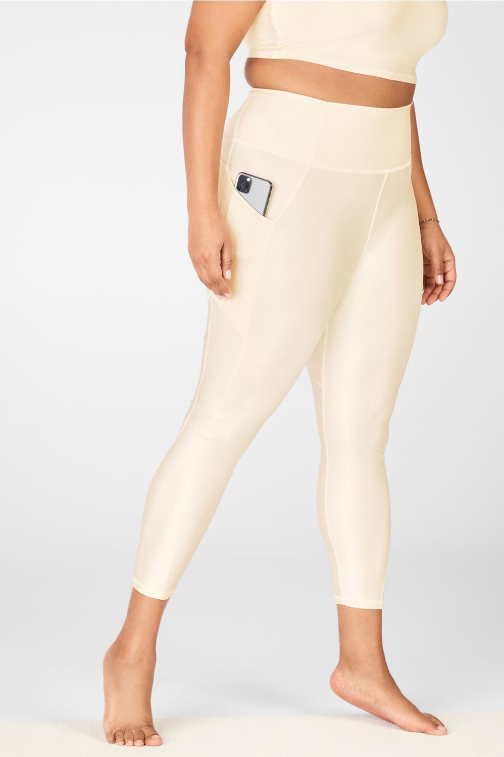 Fabletics Oasis High-Waisted Shine 7/8 Legging Womens yellow plus Size 4X Product Image