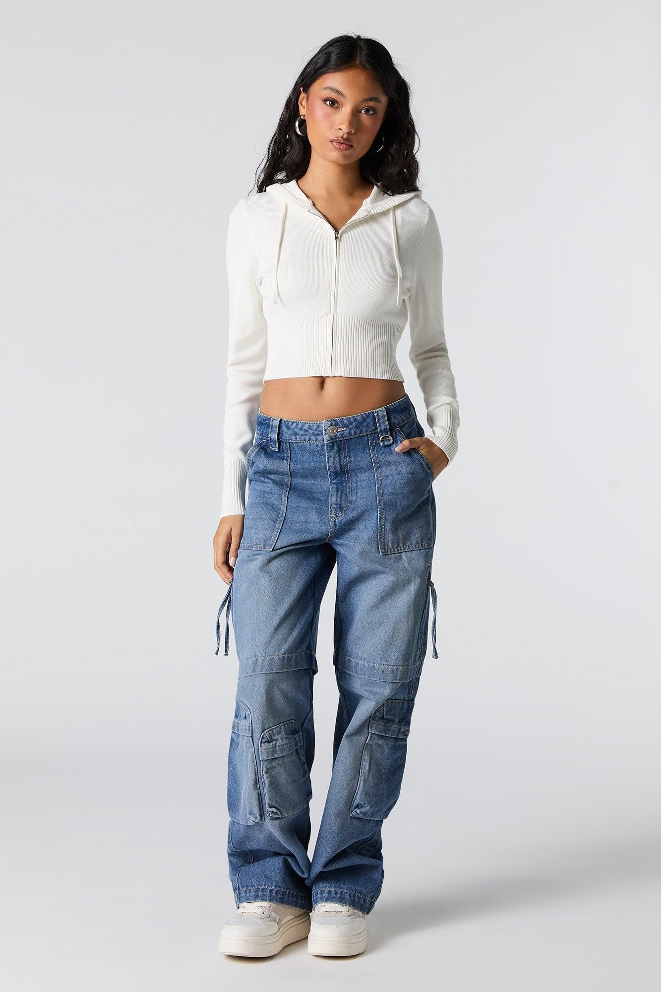 Zip Pocket Straight Leg Cargo Jean Female Product Image