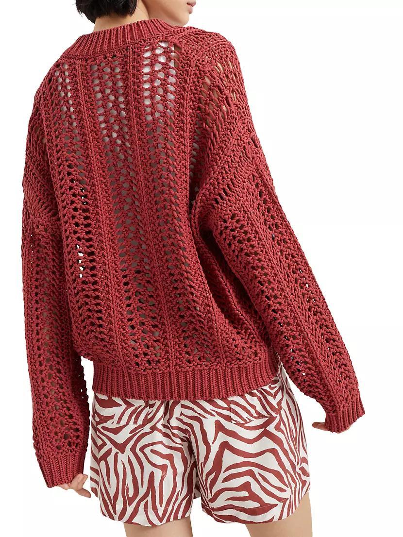 Cotton Ribbed Net Cardigan Product Image