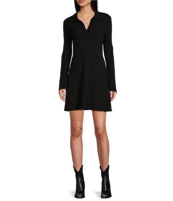 Copper Key Collared Ribbed Knit Dress Product Image