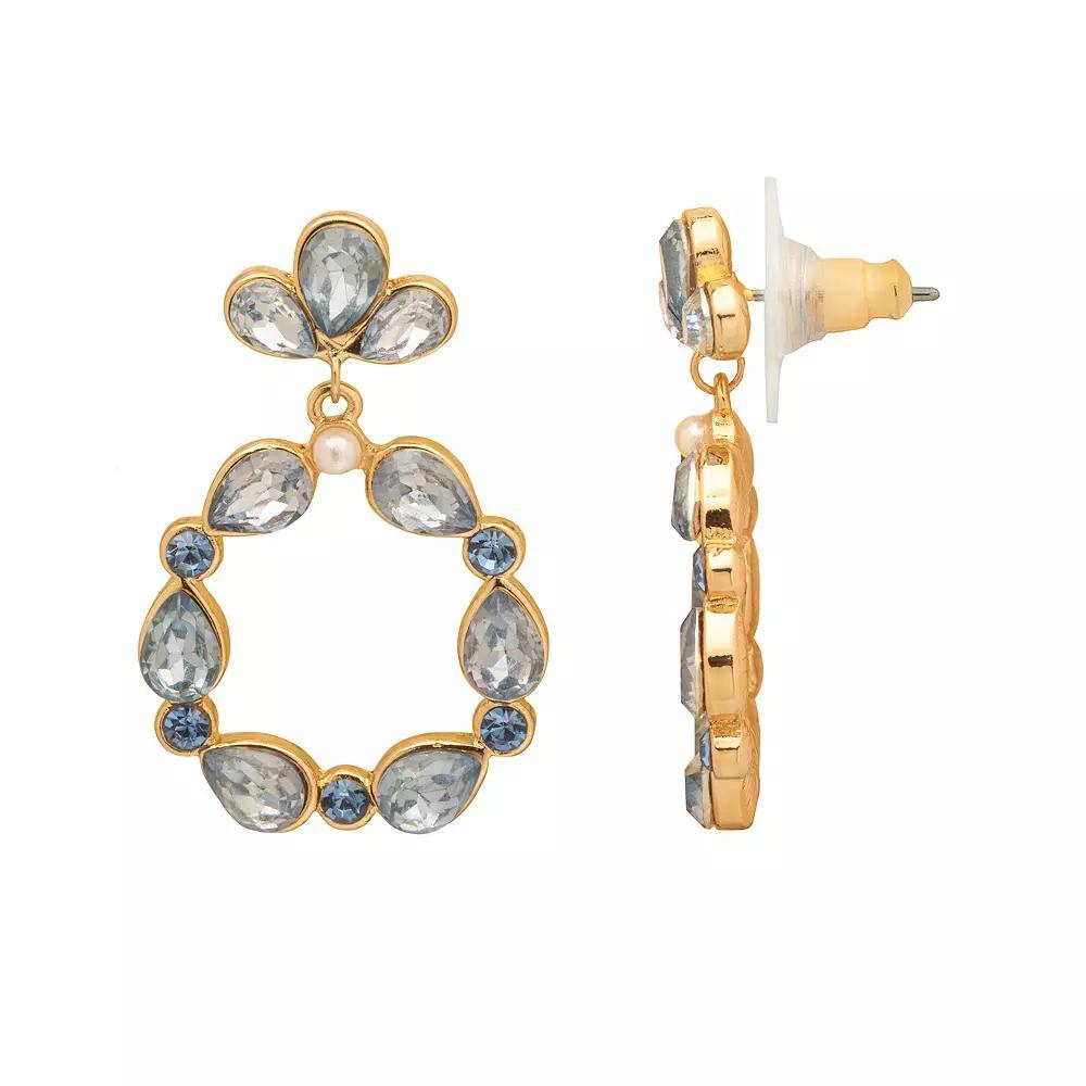 LC Lauren Conrad Gold Tone Hoop Drop Earrings, Womens, Blue Product Image