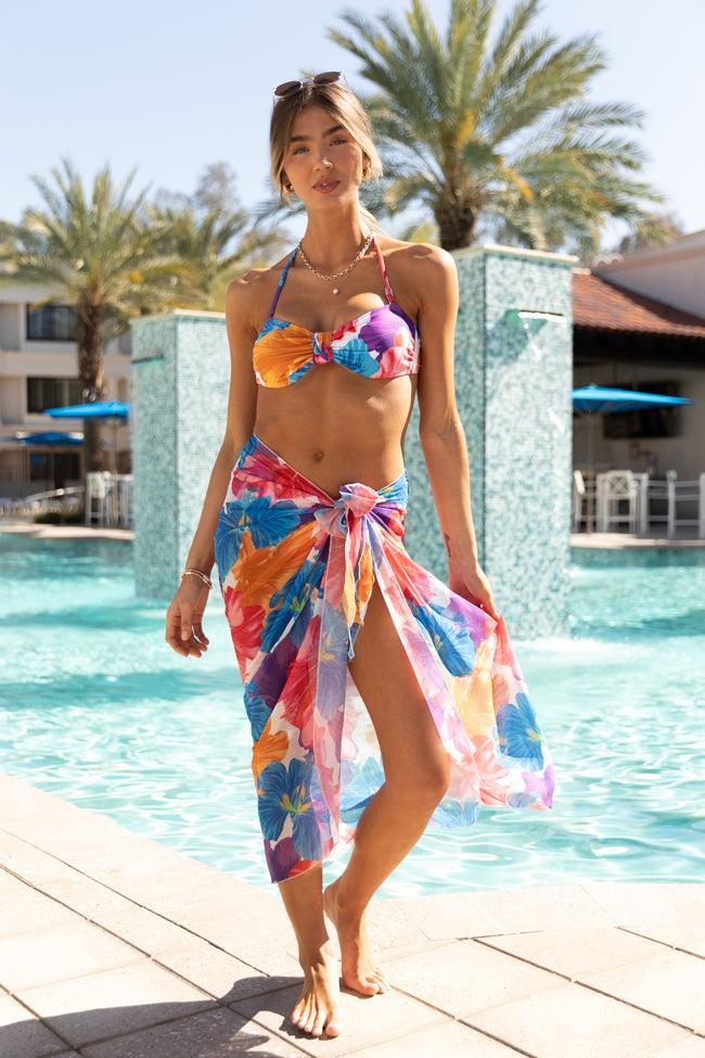 Poolside Paradise Beach Bouquet Knotted Bandeau Bikini Top FINAL SALE Product Image