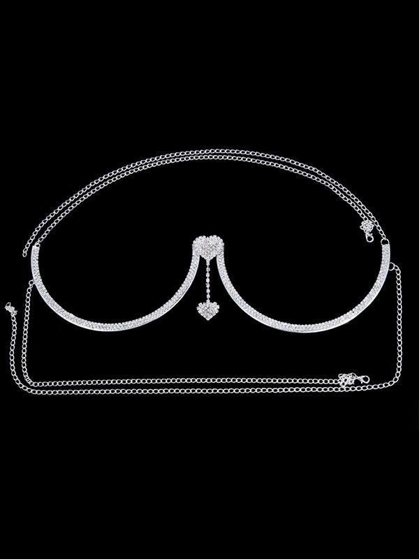 Statement Rhinestone Alloy Heart Shape Body Chain Accessories Product Image