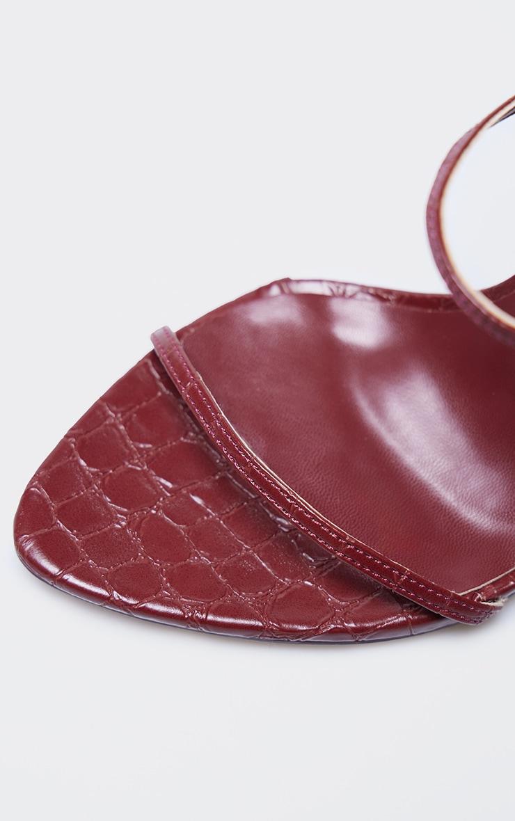 PLT Label Burgundy Croc Faux Leather Barely There Point Toe High Heels Product Image
