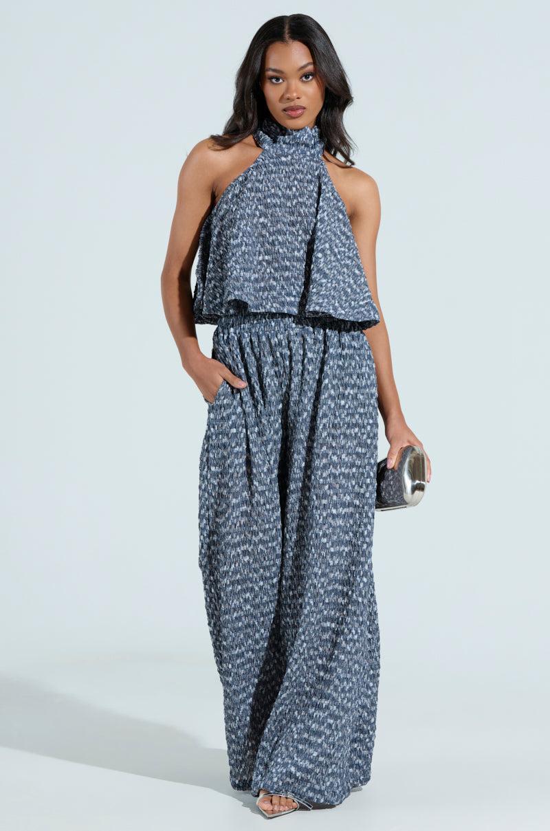 MULTI TEXTURED SLEEVELESS PEPLUM TOP Product Image